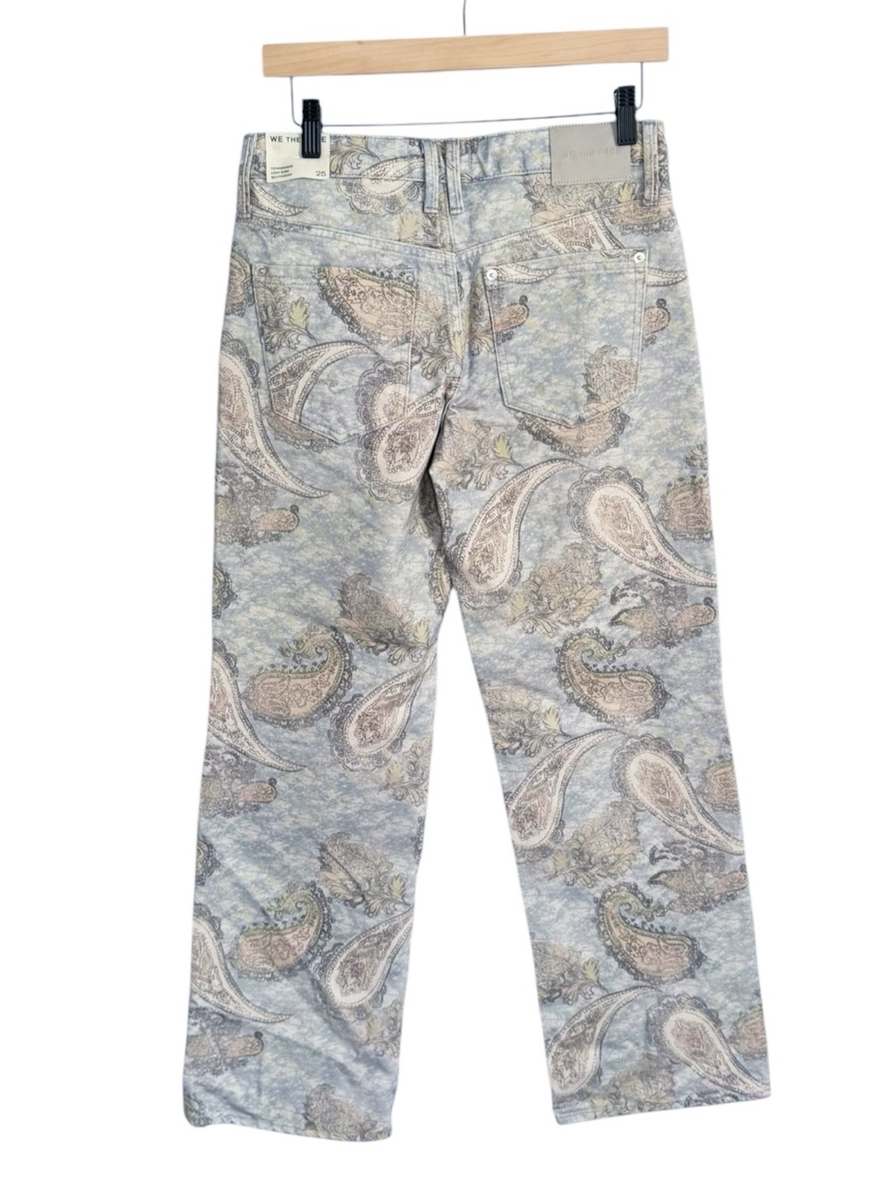 Free People We The Free Tennessee Low Rise Paisley Jeans Limestone Blue NWT - Picture 4 of 13